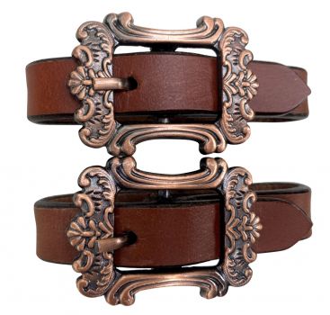 Showman Leather slobber straps with copper buckles